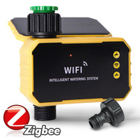 Zigbee Smart Irrigation Timer Solar & Type-C Charging 2000mAh Battery Rain Sensor App Control Outdoor Garden Lawn Auto Watering