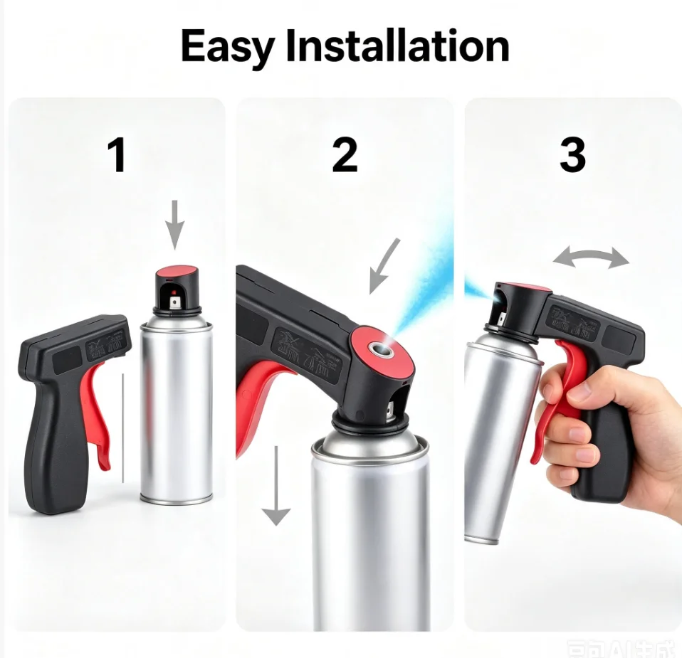 1 Pcs Plastic Portable Spray Paint Handle, Universal Reusable Car Color Changing Film Pasting Self Spraying Hand Spray Gun