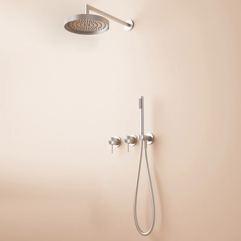 Gun gray concealed hot and cold minimalist showerhead set for home wall mounted bathroom showerhead