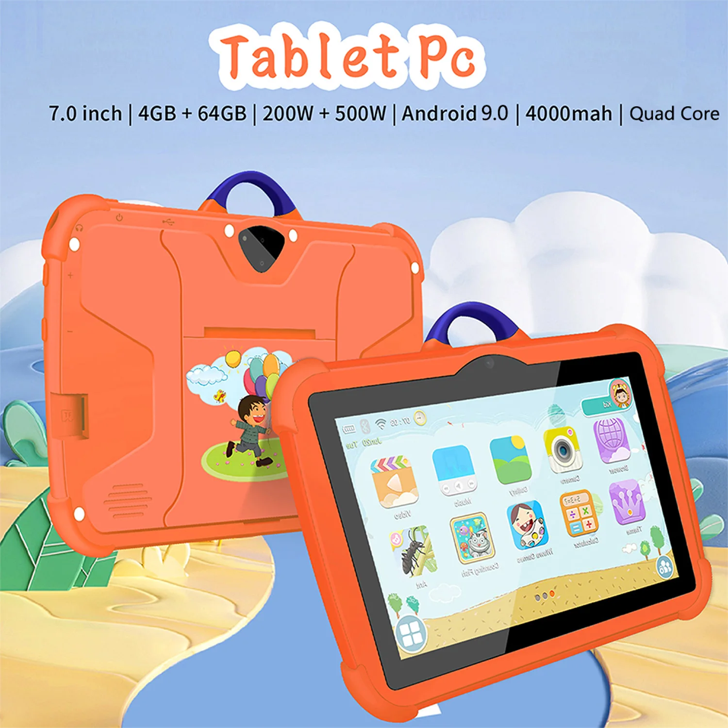 New 7 Inch 5G WiFi Tablet Pc for Children\'s best Gifts Android Kids Game Educational Learning Tablets Quad Core 4GB RAM 64GB ROM