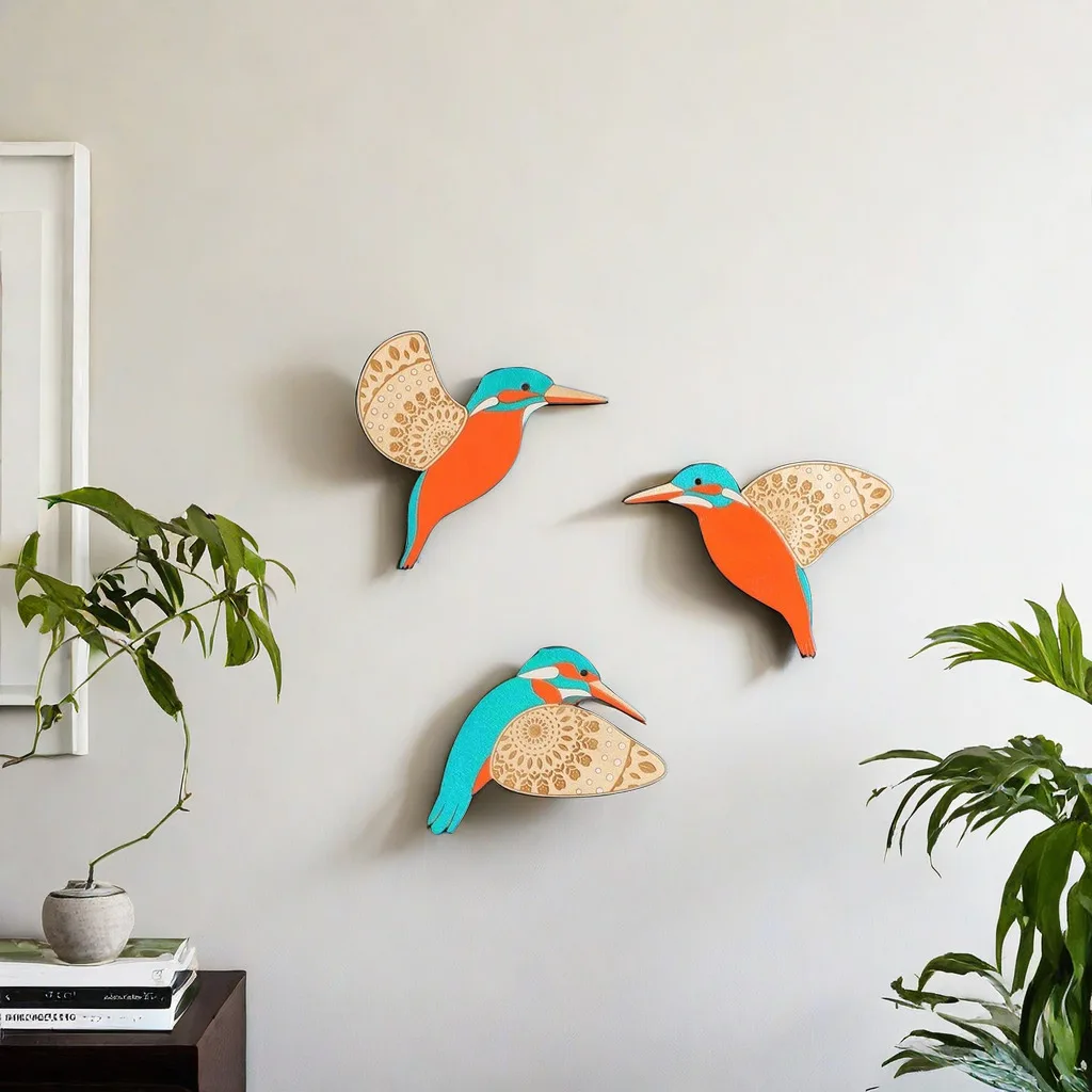 3Pcs Wooden  Bird Wall Decor Art Vintage Gothic Home Decor Living Room Bathroom Kitchen Decorations Indoor Outdoor Gift
