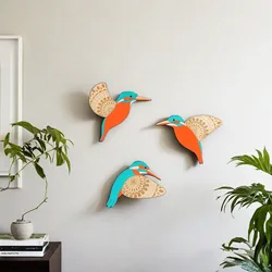 3Pcs Wooden  Bird Wall Decor Art Vintage Gothic Home Decor Living Room Bathroom Kitchen Decorations Indoor Outdoor Gift