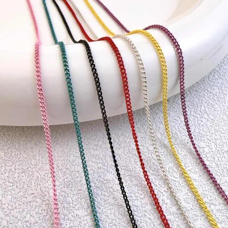 1 Meter Metal Nail Art Charm Colorful Twist Link Chain Nail Decoration Nail Accessories Supply DIY Press On Nail Accessories