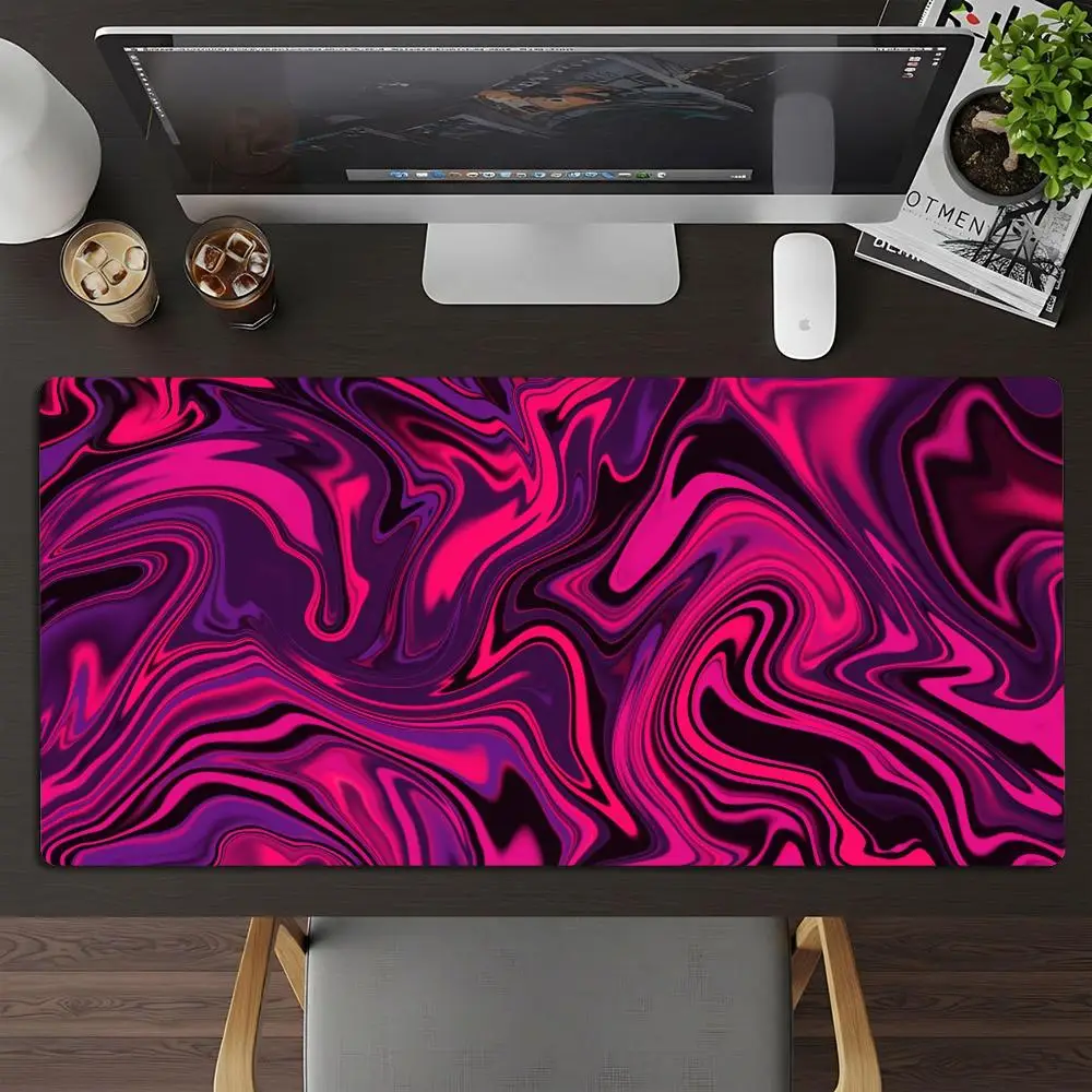 Dark Purple Liquid Swirl Mouse Pad Large Overlocked Mousepad NonSlip Keyboard Mat Abstract Game Desk Mat Computer Accessories