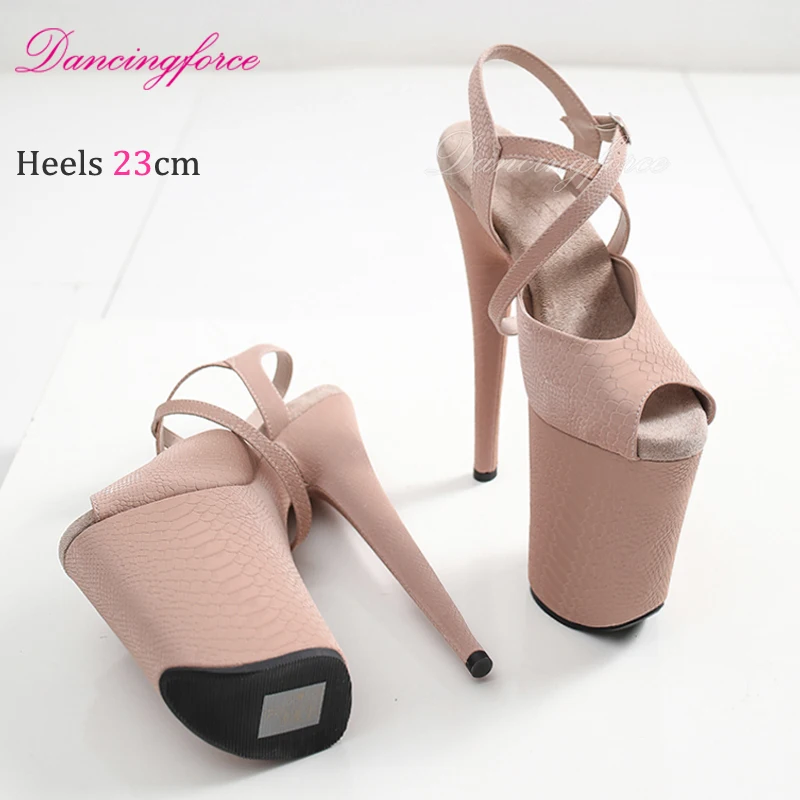 

23cm 9inches Popular Snake Pattern Sexy Peep Toe Pole Dance Shoes Fetish Exotic Stripper Platform High Heel Sandals Women