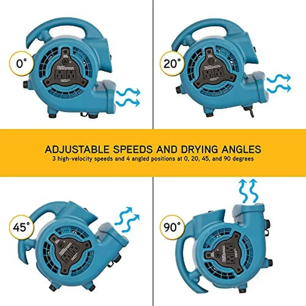 Ventilador centrífugo portátil con movimiento de aire, secador de alfombras y ventilador de suelo de 600 CFM, cadena de Margarita apilable y ligera, eficiente en energía