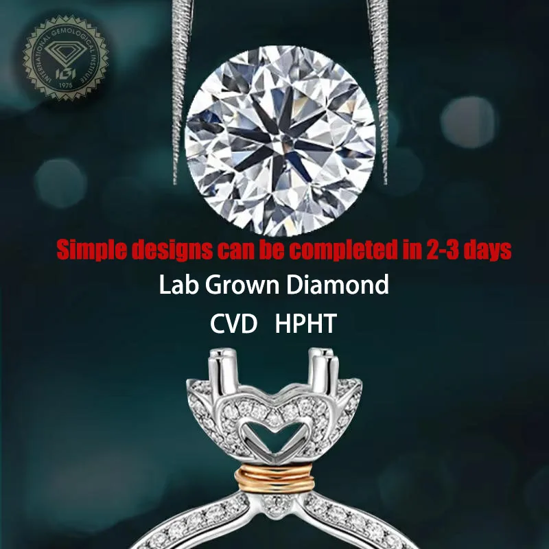 Custom Jewelry HPHT Lab Grown Diamond Ring for Women Engagement Wedding Ring High Quality Jwewlry