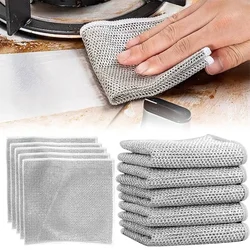10/20PCS Multipurpose Wire Cleaning Cloths Kitchen Dishwashing Cloths Pan Pot Dishes Rags Wet & Dry Non-stick Oil Dishcloths