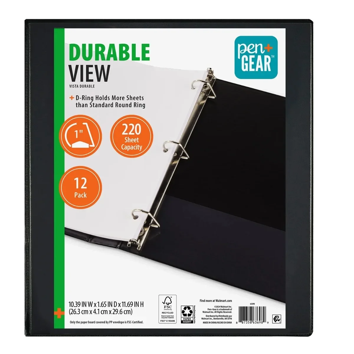 Durable binder with clear front and back pockets, and a side pocket for easy labeling and decorations