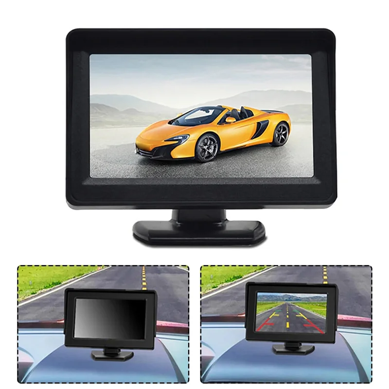 BAAY DC 9V-24V 4.3 Inch Car Rearview Monitor Kit TFT LCD Car Rear View Camera Reversing Parking System Monitor Without Camera