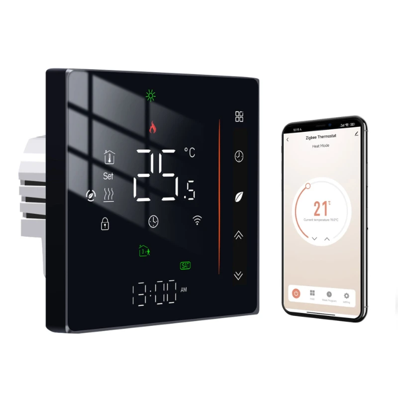 

Home water floor heating thermostat app remote control voice timing programmable electric floor heating fireplace