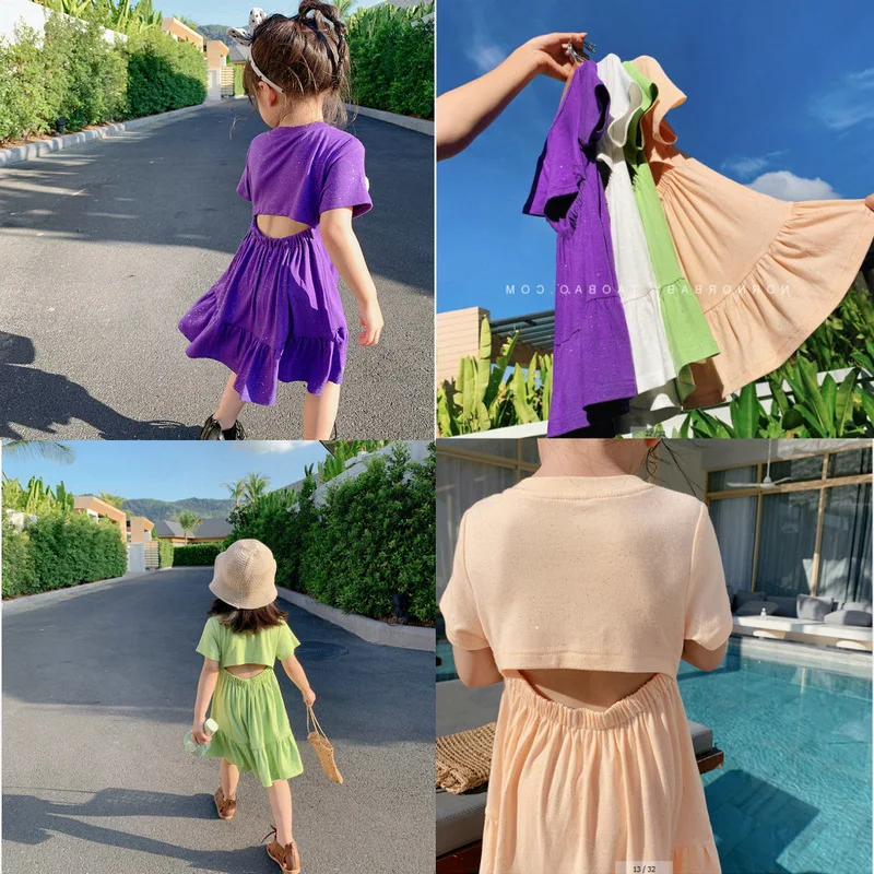 

Girls' dress with waist-cinching pleats, princess dress26New summer children's clothing wholesale3-8Years Old