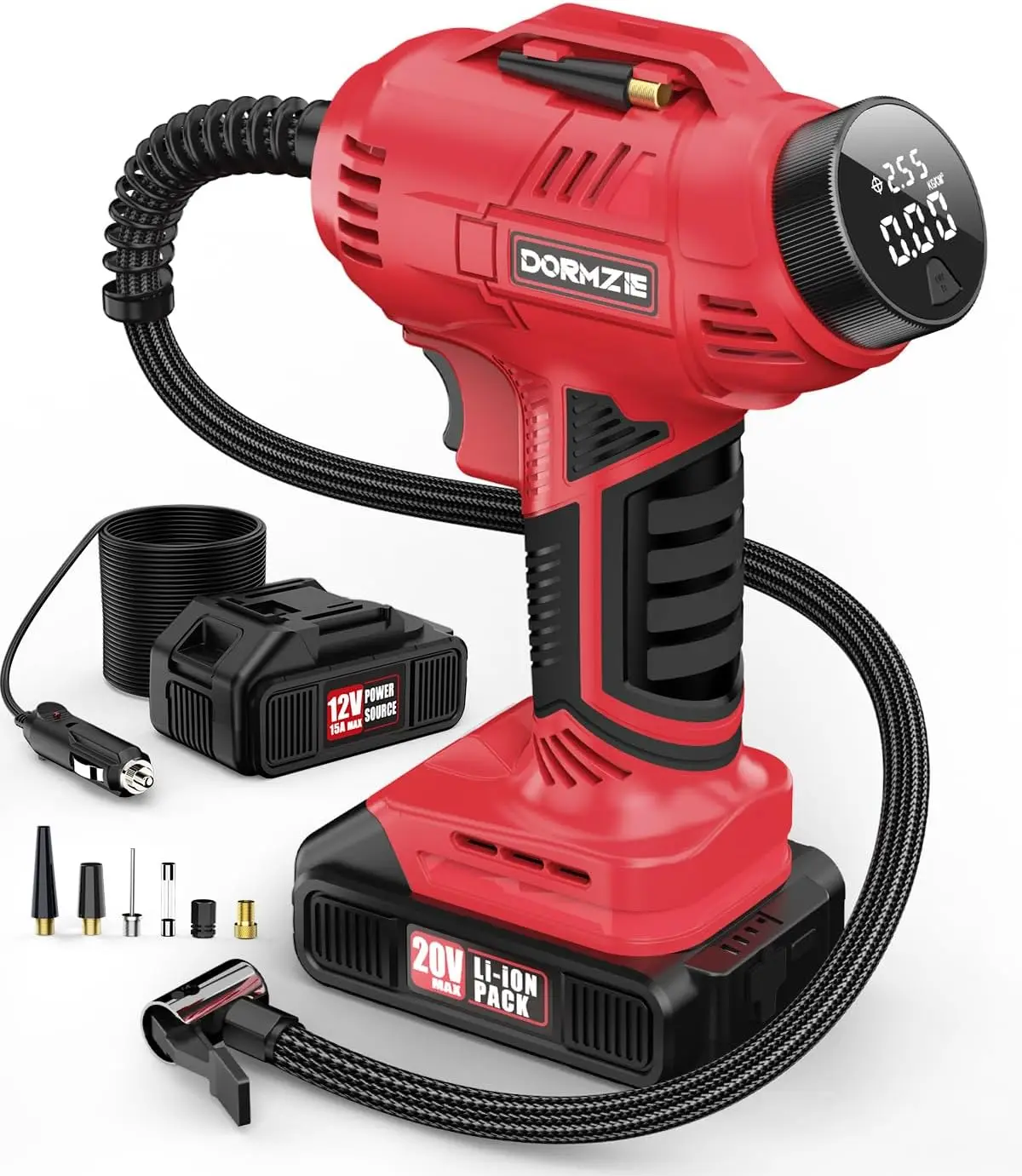 

Portable Air Compressor 150 PSI for Car Tires, Rechargeable Battery & Digital Display, Handheld Pump for Bike Motorcycle