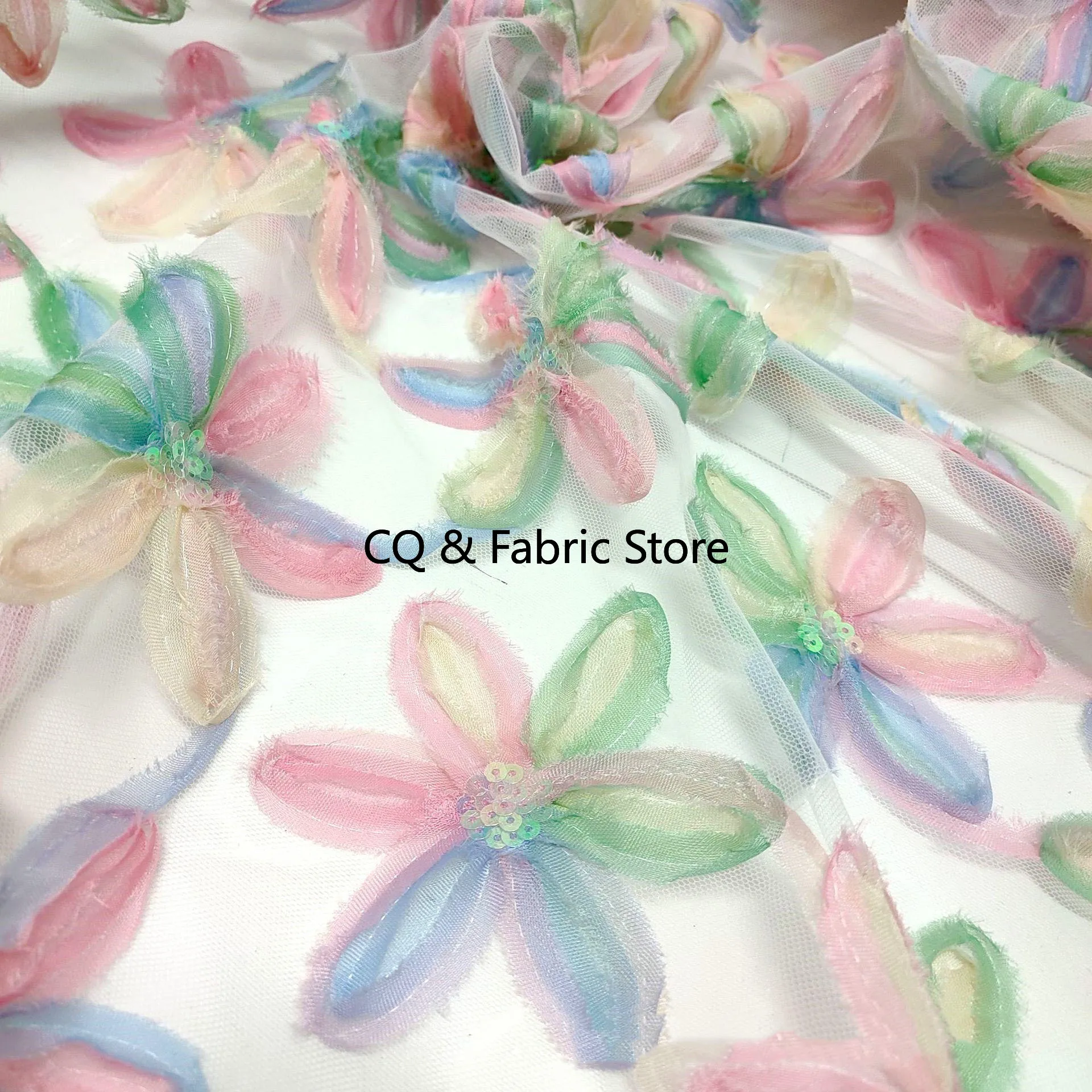 

Модная трехмерная высококачественная вышитая кружевная ткань с блестками для свадебного и вечернего платья, дизайнерская ткань