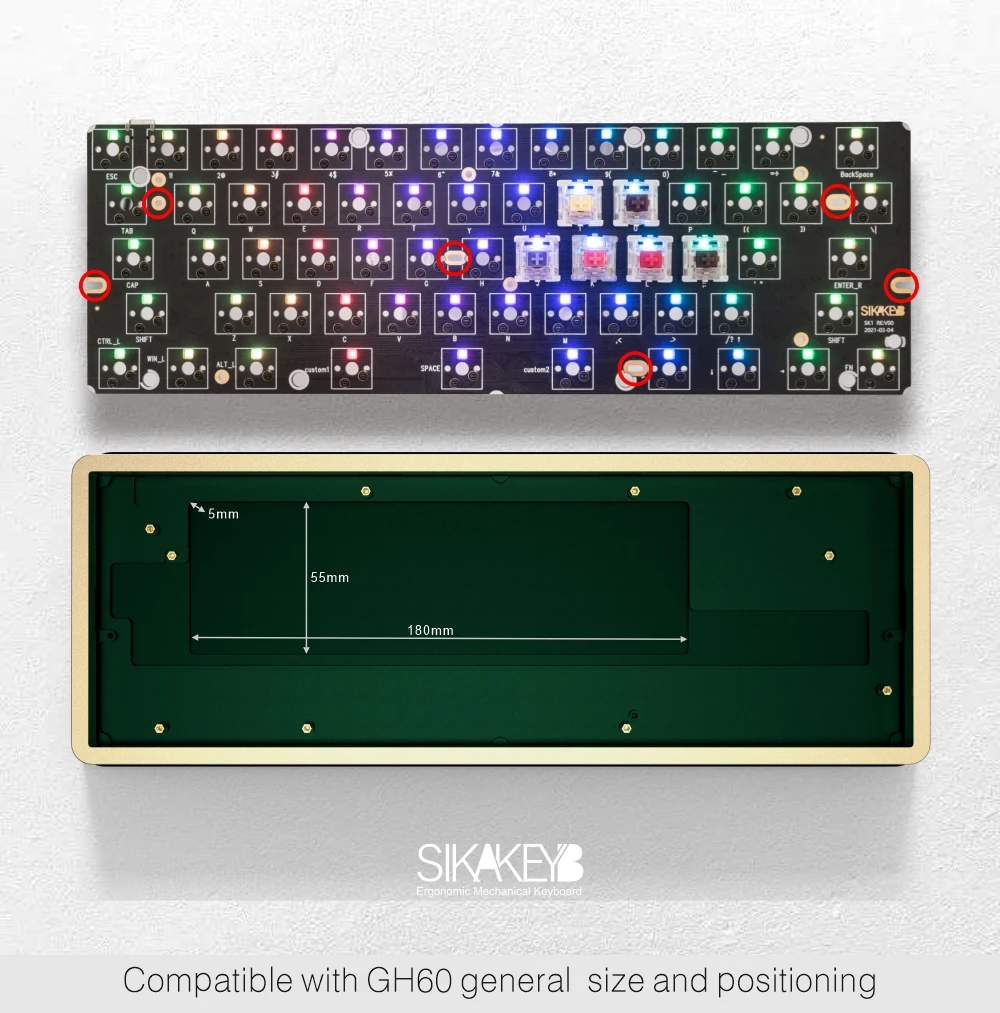 Imagem -04 - Sikakeyb Sk1 Castelo 60 Teclado Mecânico Kit Swappable Quente 2.4g bt Compatível 5.0 com 2.4g Teclado sem Fio