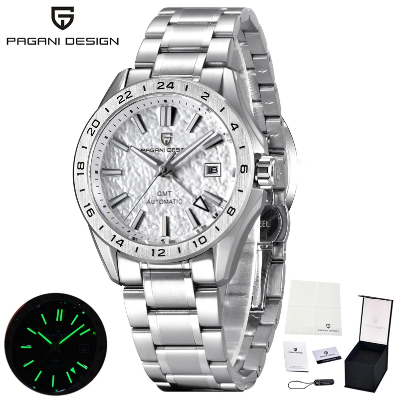 PAGANI DESIGN New Brand Luxury Mechanical Automatic Watch StainlessSteel Waterproof luminous Watch Date WaveDial watches for man