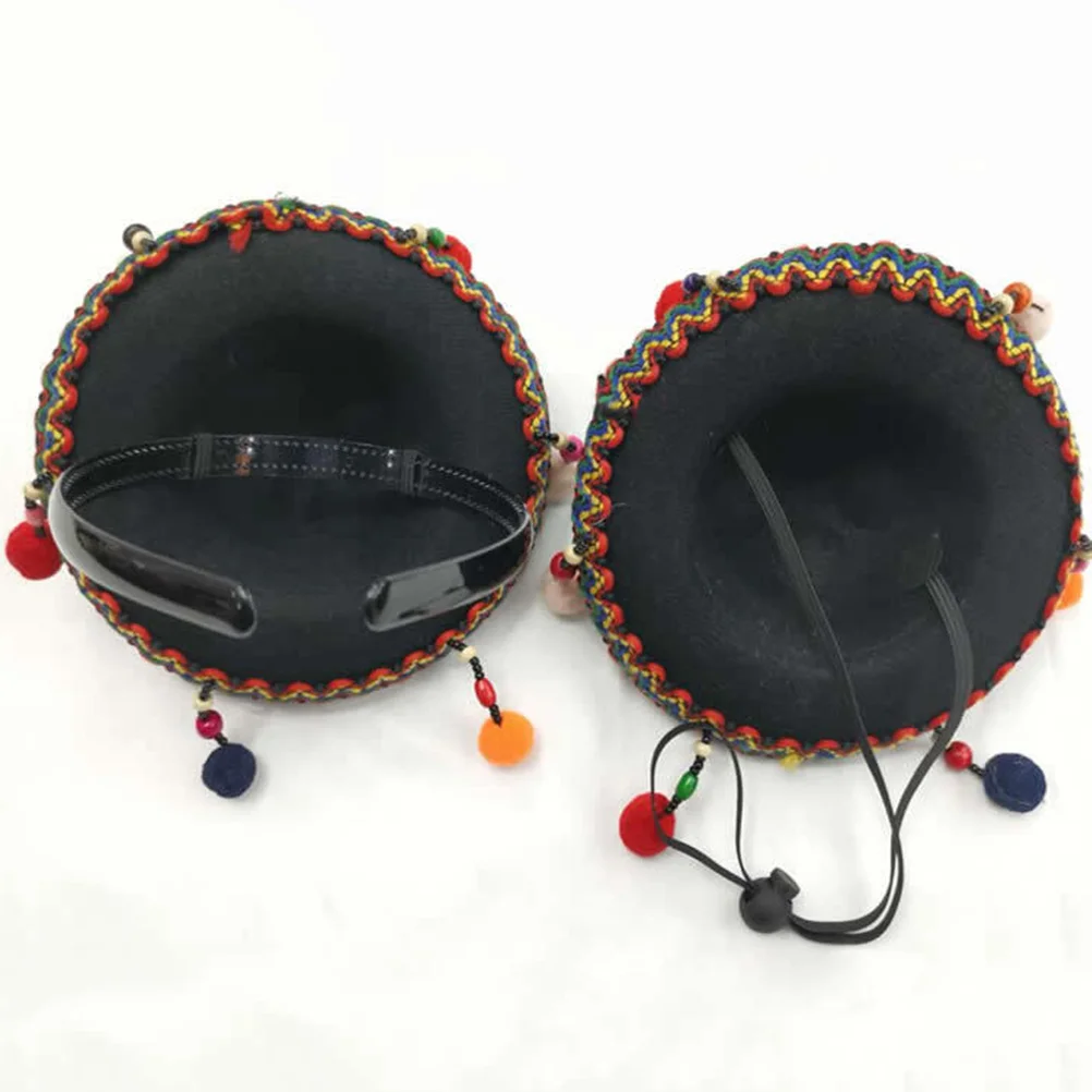 

Carnival Mini Hat Boho Style Hairball Cap Eye-Catching Masquerade Costume Party Favors Mexico Photo Props Mexico Cap