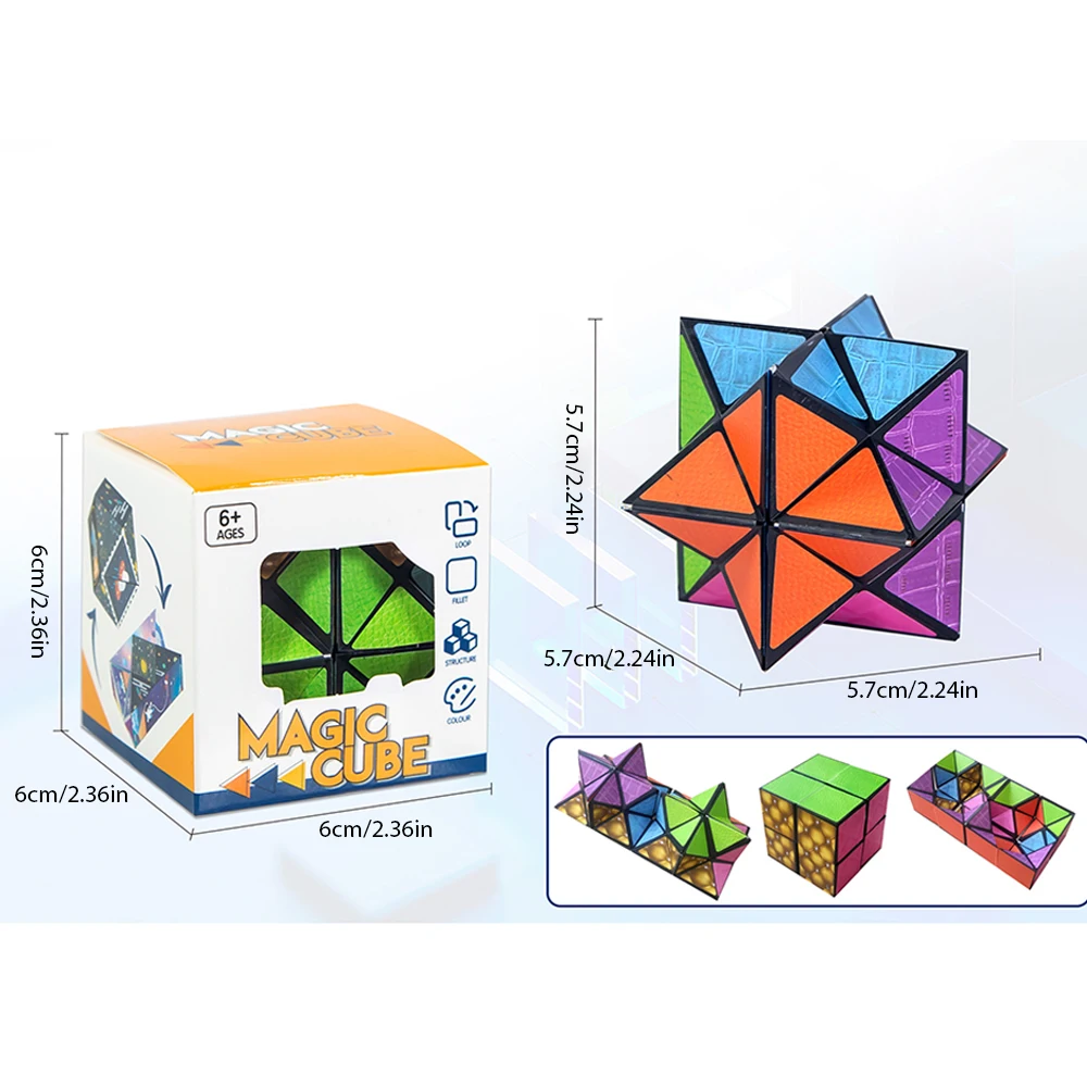 Magic Cubo Fidget Brinquedos para Crianças, Geométrico Mutável Magnético Anti Stress, 3D Hand Flip Puzzle, Creative Boy Xmas Gifts