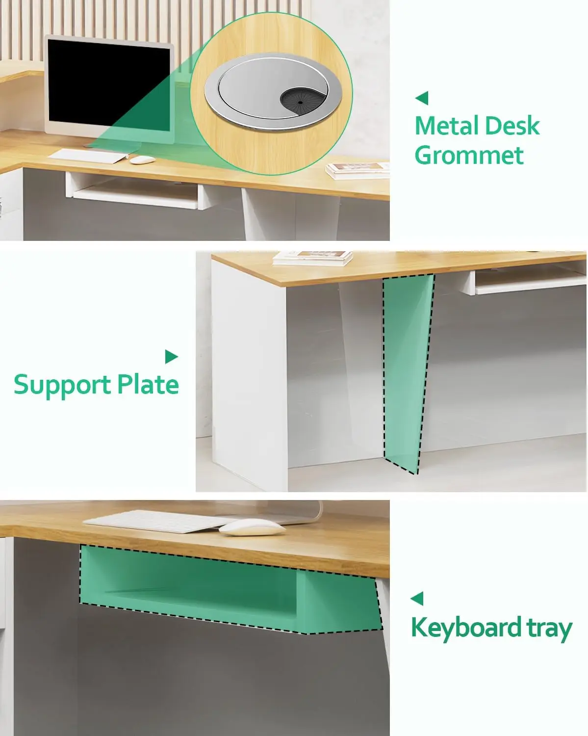 Reception Desk, Solid Wood Front Desk with Counter & Lockable Drawers, Retail Checkout Customer 2 Person Secretary Desk