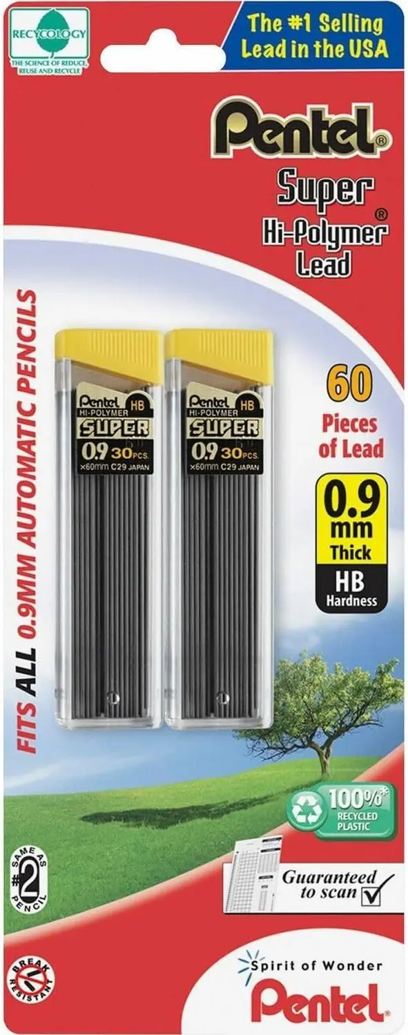 

0.9mm HB Mechanical Pencil Lead Refill, 60 Pieces, Gray - Smooth Writing, No Sharpening Needed