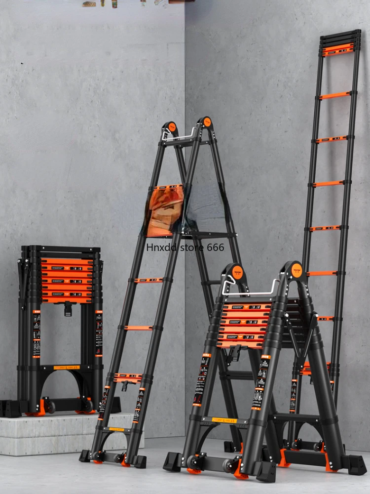 yj Telescopic Ladder Trestle Ladder Aluminum Alloy Thickened Folding Stair Portable and Versatile Lifting Engineering Stairs