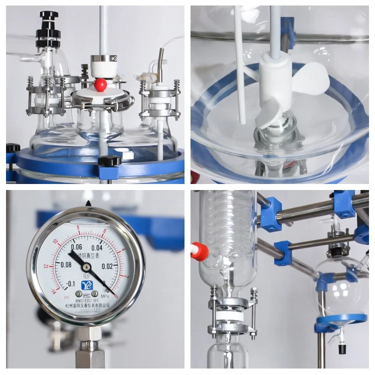 Lab Continuous Stirred Tank Jacketed Fermentor Bioreactor 10 L 20L 50L 100L 150L 200L Glass Reactor