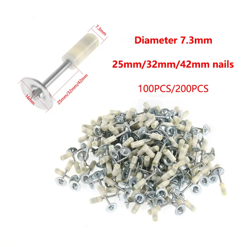 100PCS/200PCS 25mm/32mm/42mm Round Nail Manual Fire Round Nail Gun Fixed Peg Ceiling Artifact Diameter 7.3mm For Mini Nail Gun