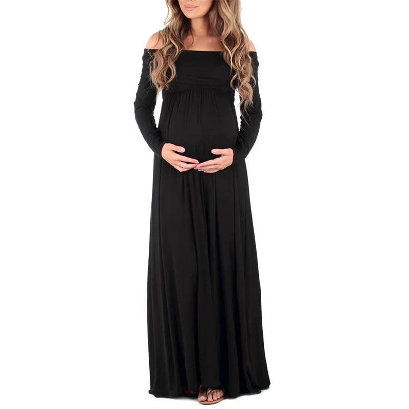2026 New Women's Photography Dress New Black Casual Pregnant Photo Spring Long-Sleeved Dresses Fashionable Pregnancy Clothes view 3
