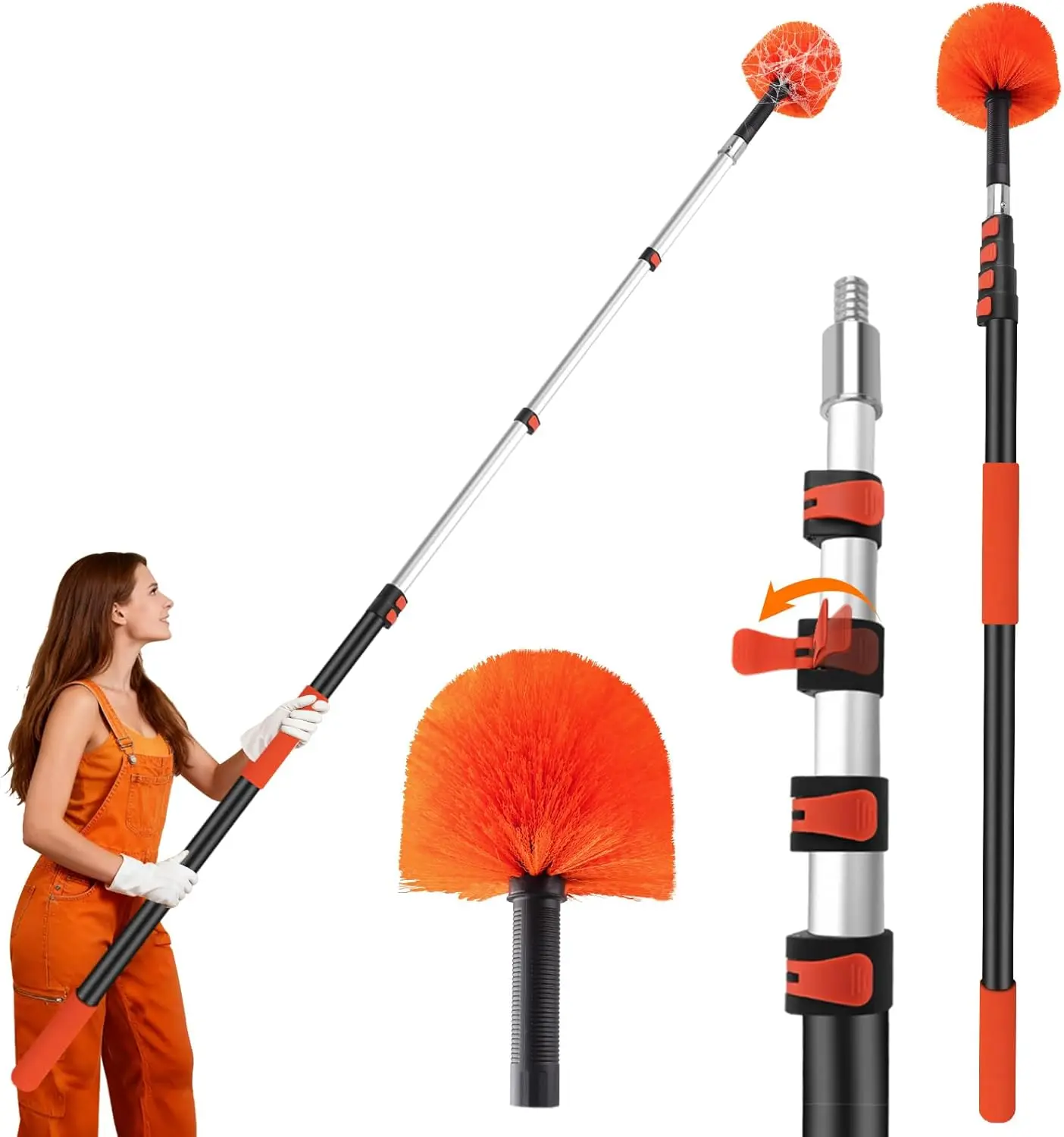 

26FT Cobweb Duster with Extension Pole - High Reach Duster for High Ceilings & Outdoor Use