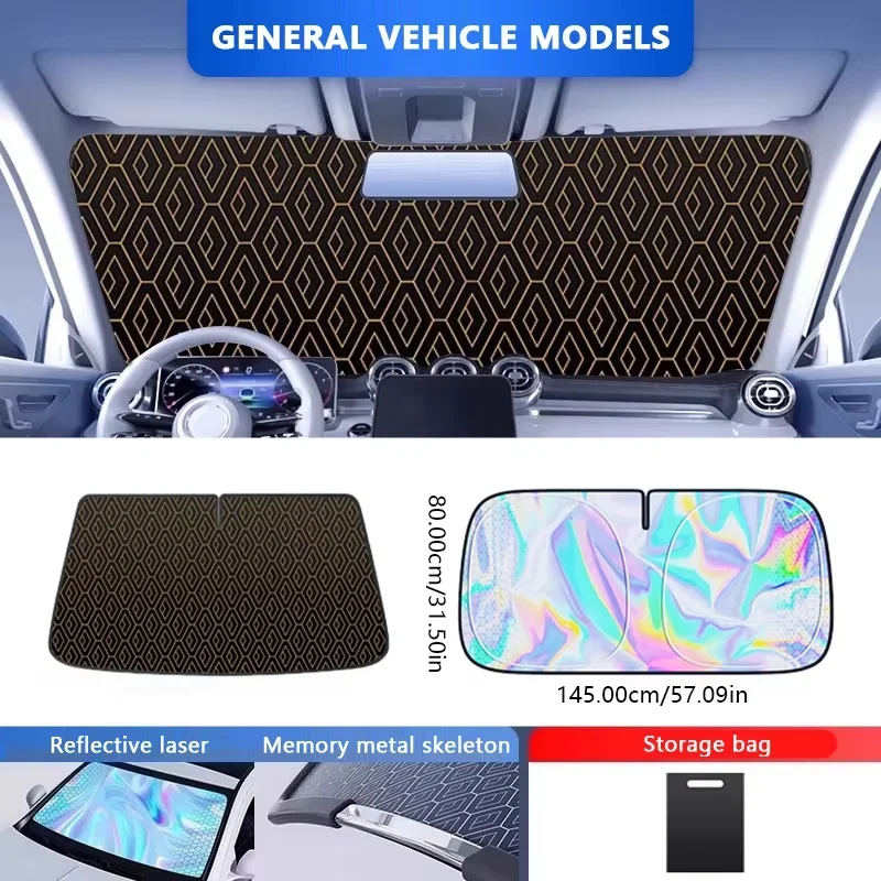 5-Layer Upgraded Car Windshield Sun Shade UV Reflective Heat Insulation Cooling Foldable Thick Front Window Sun Protection Cover