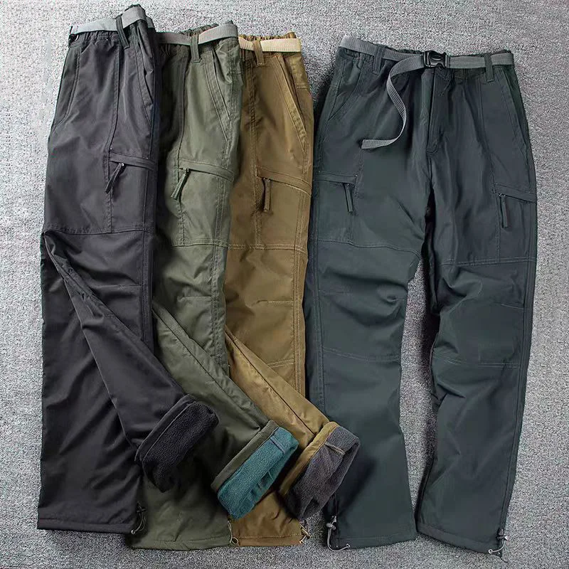 

Мужские брюки-карго для походов с множеством карманов, эластичный пояс с пряжкой, завязки на шнурке, повседневные брюки для активного отдыха
