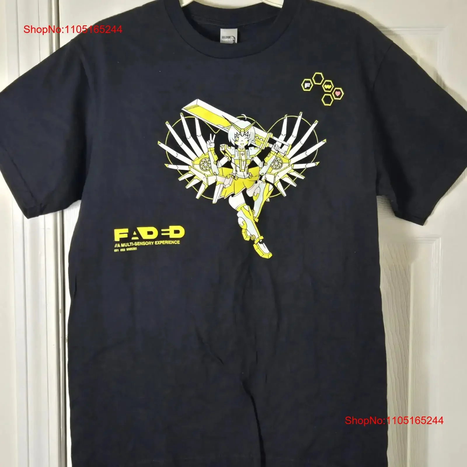 تي شيرت Faded Show Anime للرجال مقاس متوسط أسود Whatnot Instagram عتيق مغسول ناعم ومريح ومتعدد الاستخدامات للجنسين