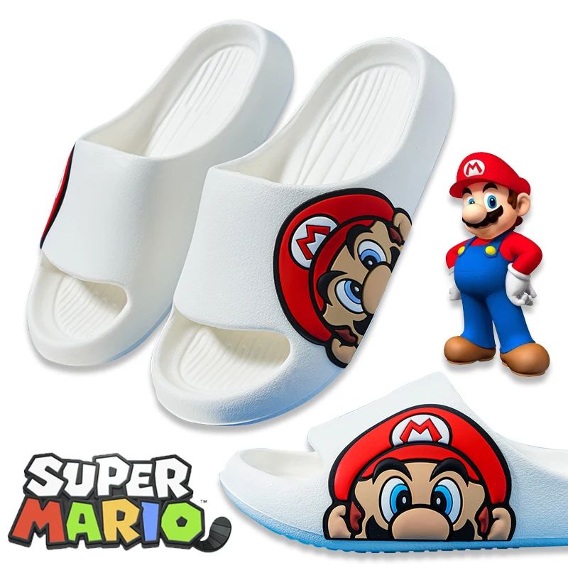 Super Mario Kids Slippers Summer Indoor Cartoon Home Shoes Flip Flops Boy Slippers for Children Anime Non-slip Thick Sole Slides