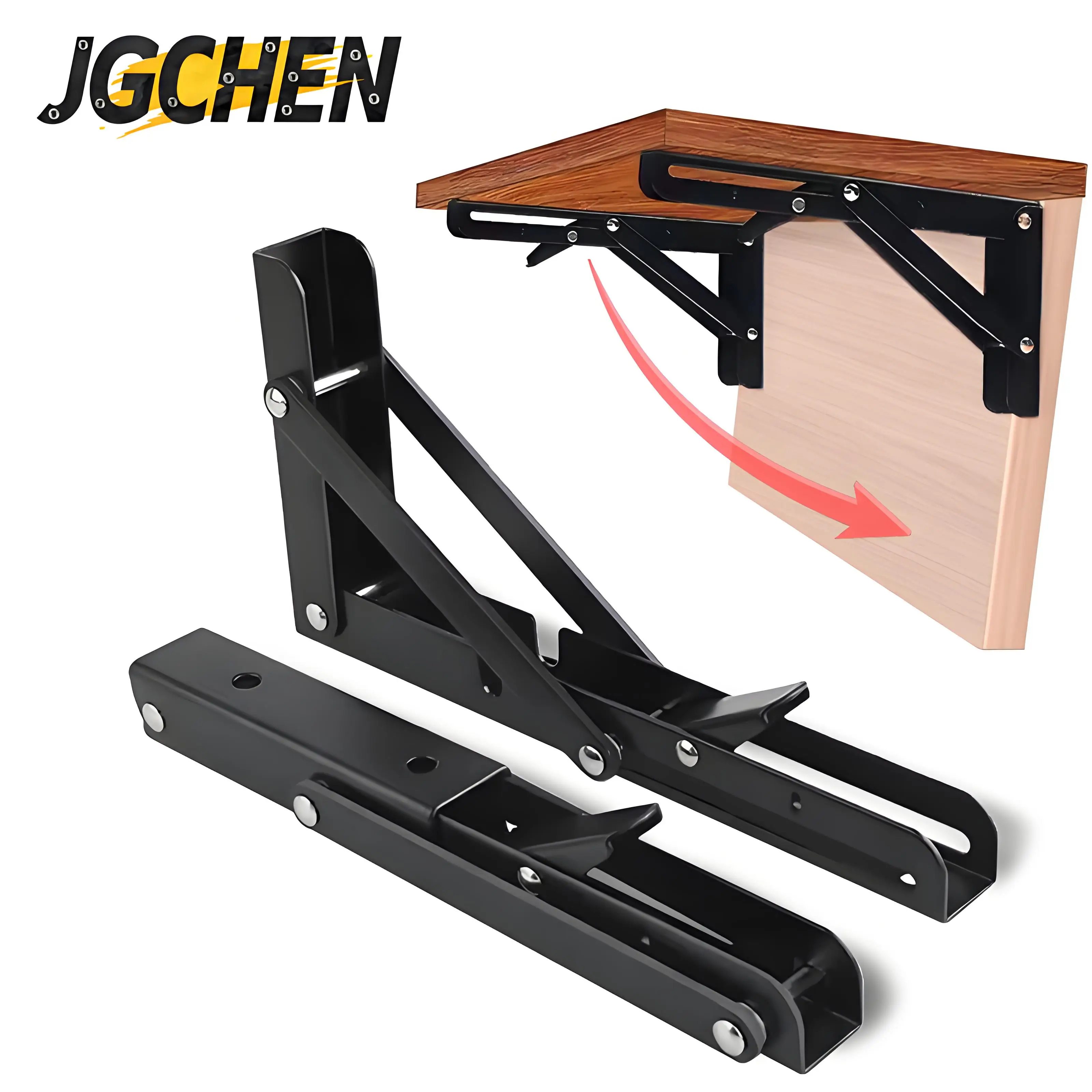 

2 Pcs Shelf Brackets 8-16 Inch Triangle Folding Angle Bracket Heavy Support Adjustable Wall Shelves Wall-mounted Table Brackets