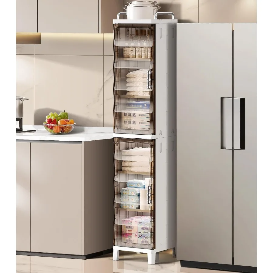 

7.879.9652.76inch Narrow Gap Folding Storage Cabinet Plastic Magnetic Door Storage Organizer Cabinet for Bathroom Toilet Living