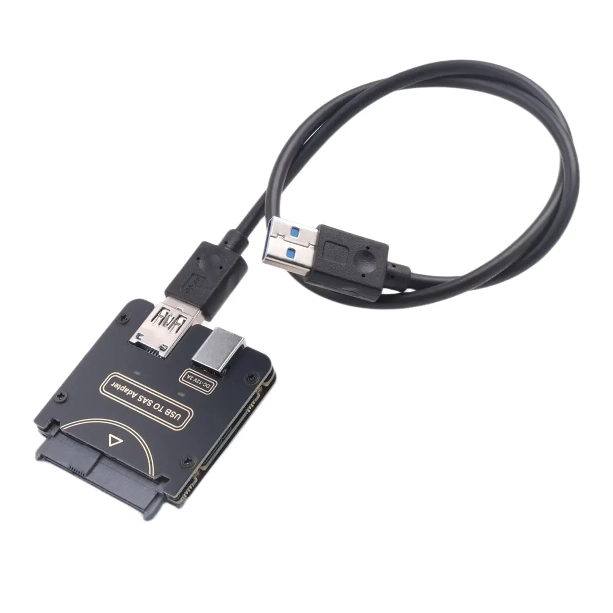 ABGN USB to SFF-8482 SAS 29Pin Adapter Hard Disk Drive 5Gbps HDD/SSD Converter with Chipset and Power Port