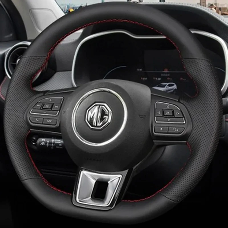 Customize DIY Car Steering Wheel Cover Microfiber Leather For MG ZS HS GS 5 6 RX5 RX8 ZST ZS EV 2017-2023 Car Accessories