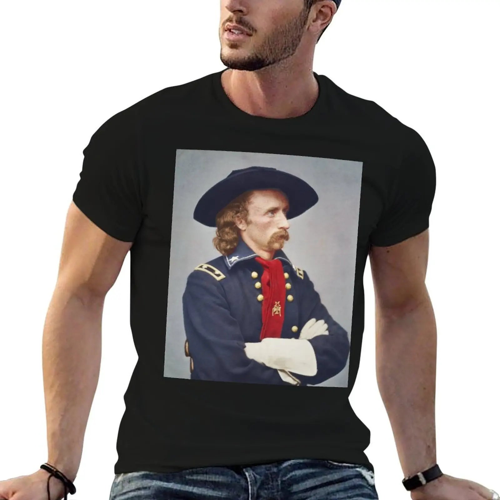 General Custer T-Shirt black cotton t-shirt plain for man package man t shirt heavy cotton cotton t shirt man T-Shirt