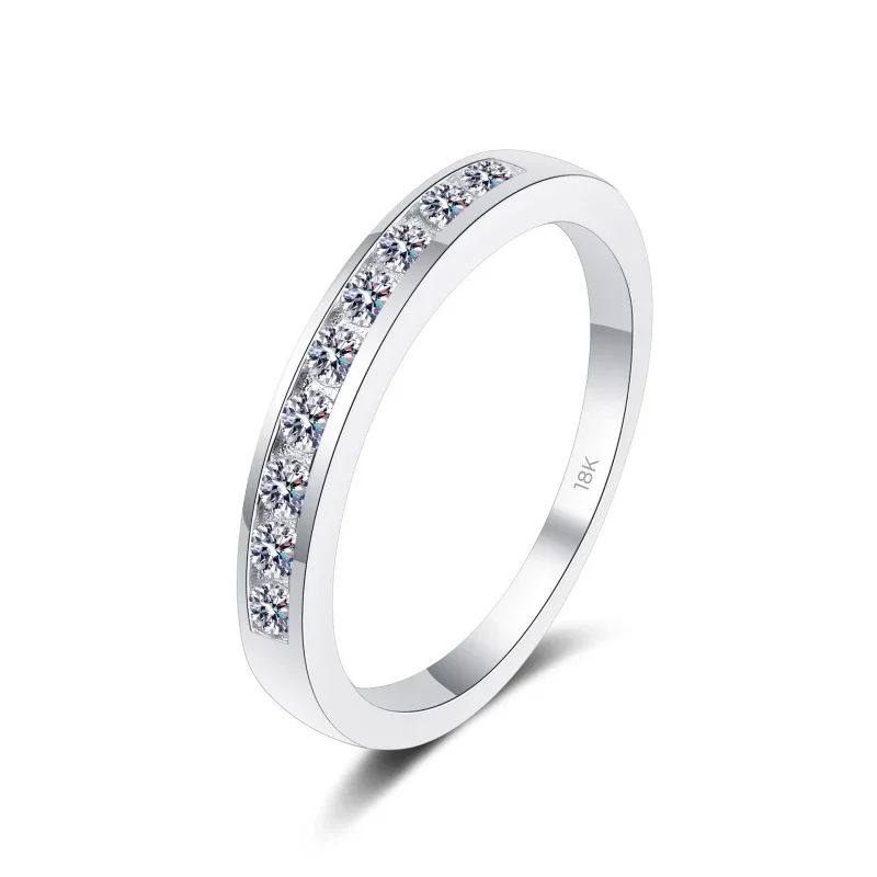 Jóias femininas 18k ouro branco vvs1 dcolor 0.27 quilates moissanite diamante redondo espumante anel de luxo para presente de banda de casamento feminino