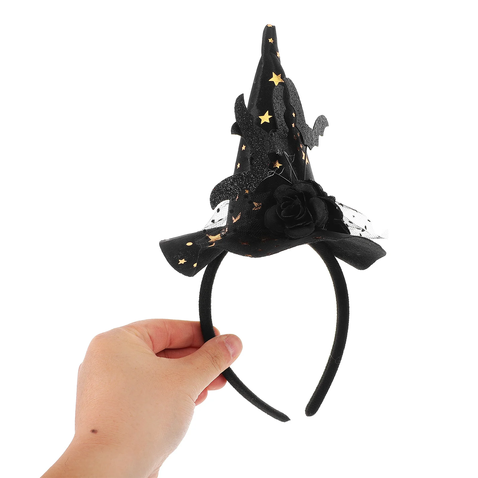 Sombrero de bruja, diadema de encaje, accesorio de disfraz de Halloween, diseño elegante de murciélago, accesorios para la cabeza de mujer, diadema de encaje