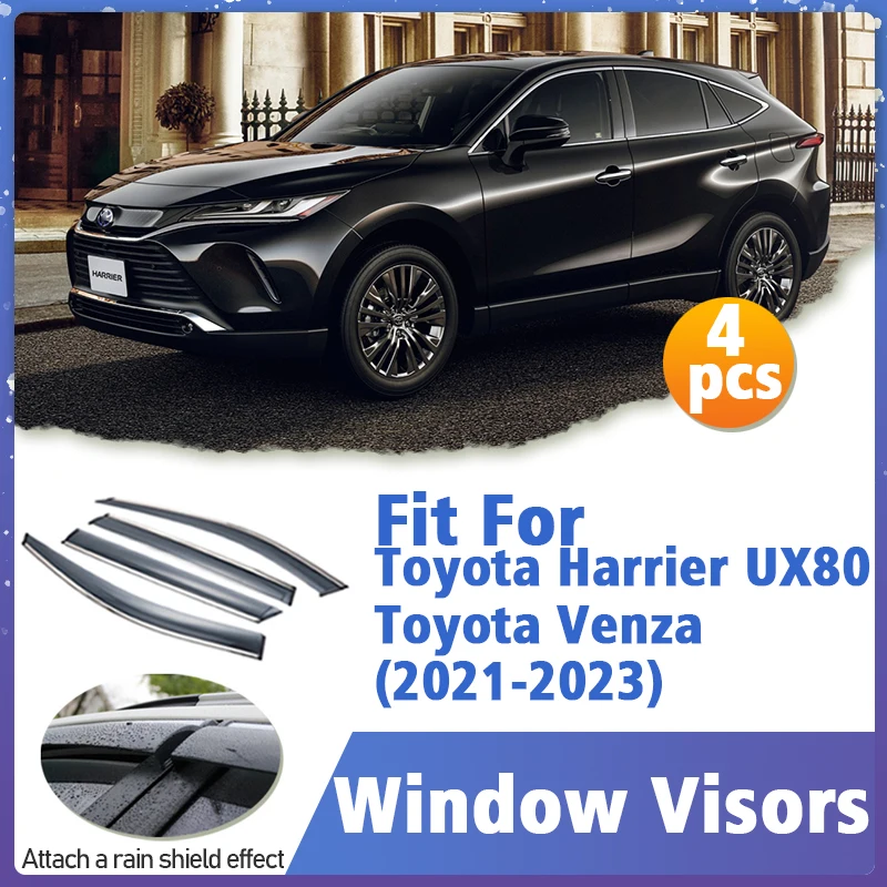 

Window Visor Guard for Toyota Harrier Venza UX80 2021 2022 2023 Vent Cover Trim Awnings Shelters Protection Sun Rain Deflector