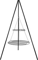 Outdoor Fire Pit Tripod Cooking Grill System - Black Steel Grate and Legs - 22-Inch