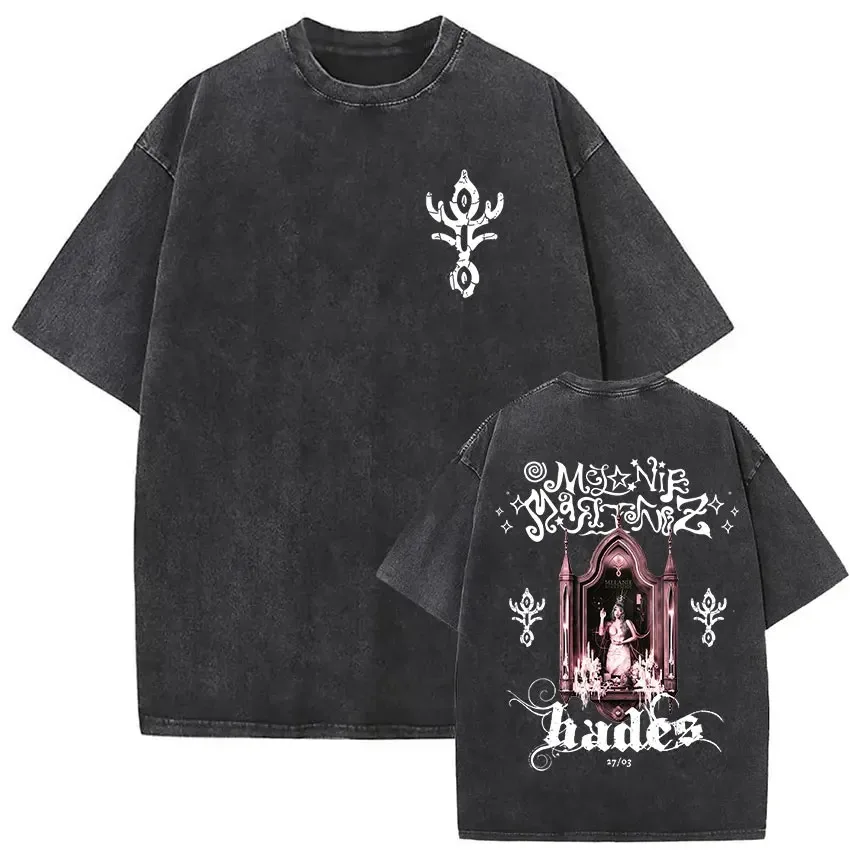 Camiseta Oversize Lavada de Melanie Martinez, Camiseta de Manga Corta para Hombre y Mujer, Estilo Harajuku, Moda Urbana