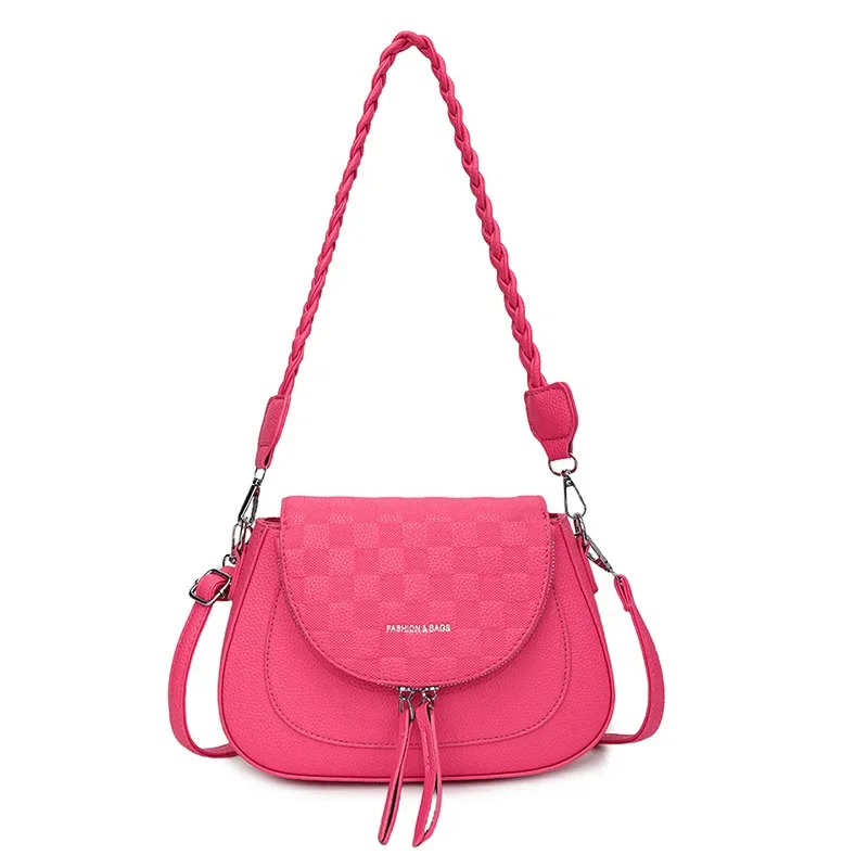 

Женская шикарная седельная сумка в клетку — роскошная сумка через плечо/сумка через плечо из искусственной кожи с ремешком-цепочкой для повседневной одежды с дизайном кошелька