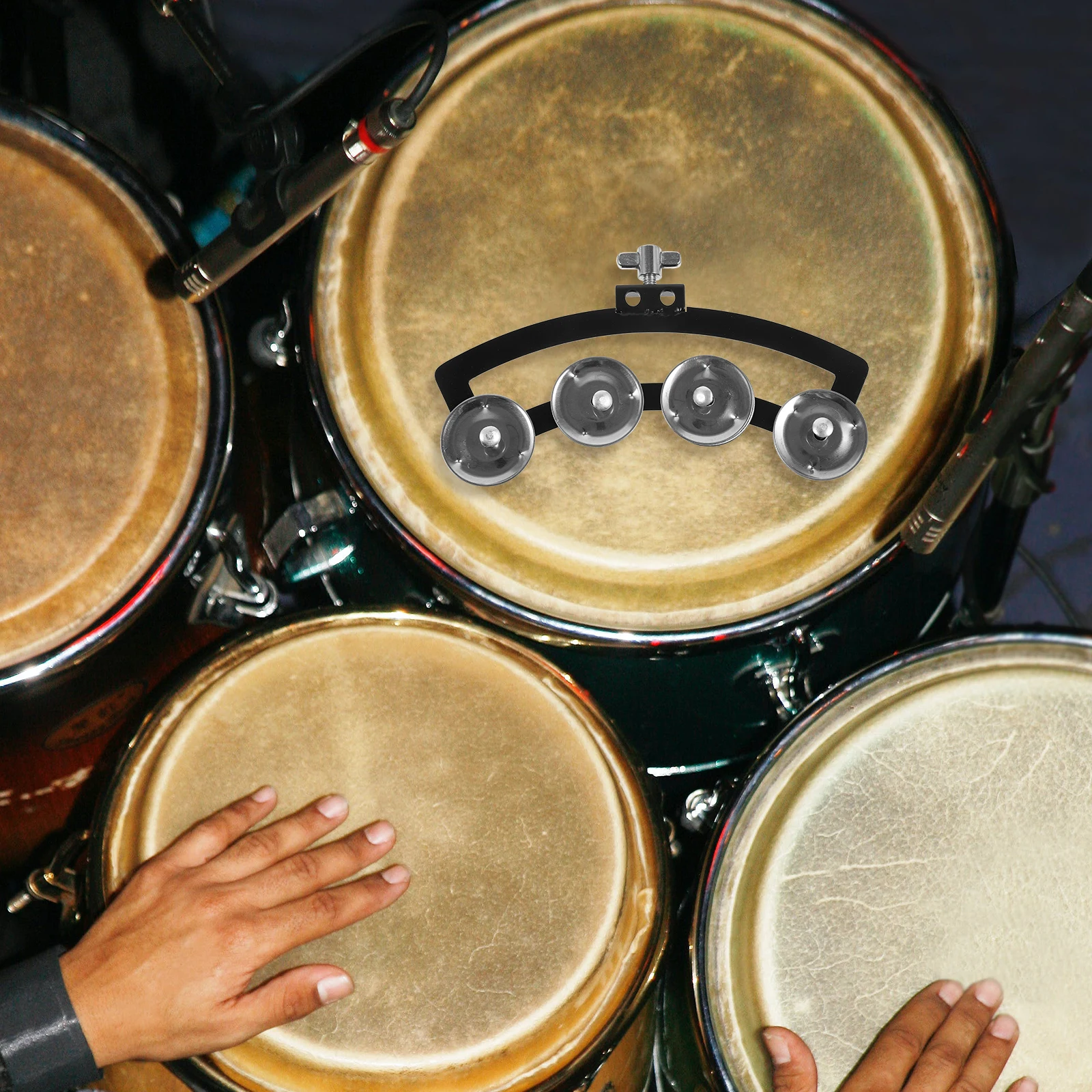 

Snare Drum Ring Bell Hand Tambourine Bells Hoop Cheering Music Instrument Gold Silver