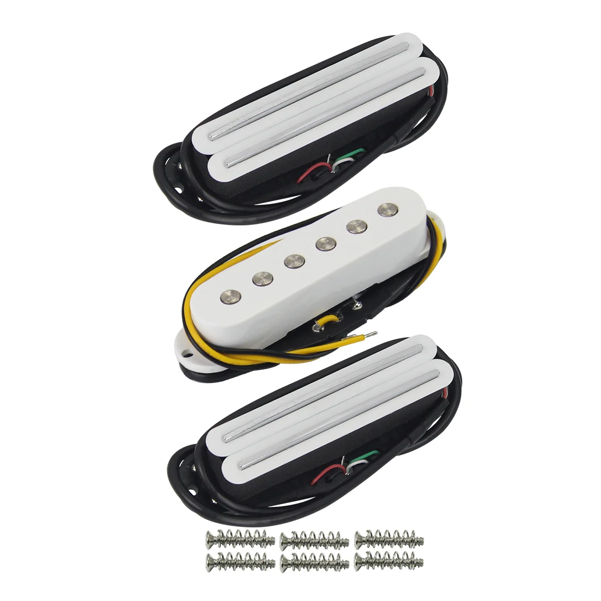 FLEOR 3pcs Ceramic Hot Dual Rails Pickup +Single Coil Pickup+Hot Dual Rails Pickup for ST SSS Electric Guitar Parts