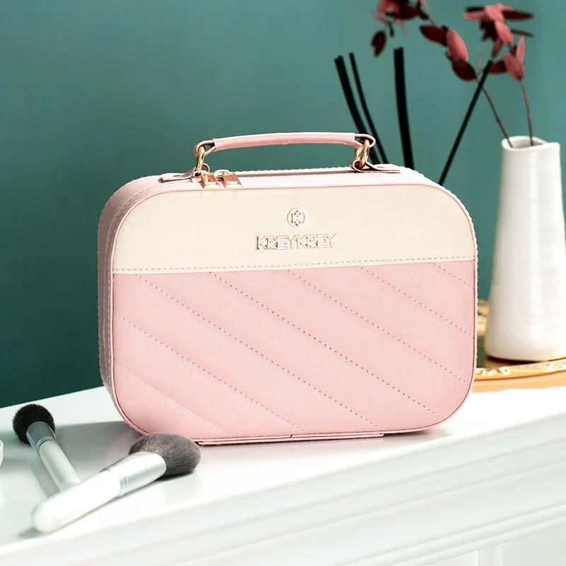 Large-capacity Handheld Makeup Box Leather Portable Travel Toiletries Organizer Waterproof Wash Bathing Cosmetic Bag Female Bags