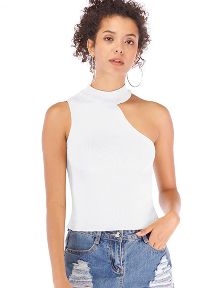 2026 Sommer Damen Einfarbiges Schulterfreies Geripptes Tanktop Damen Camisole Basic Elastisches Tanktop O-Ausschnitt Einfarbiges Tanktop