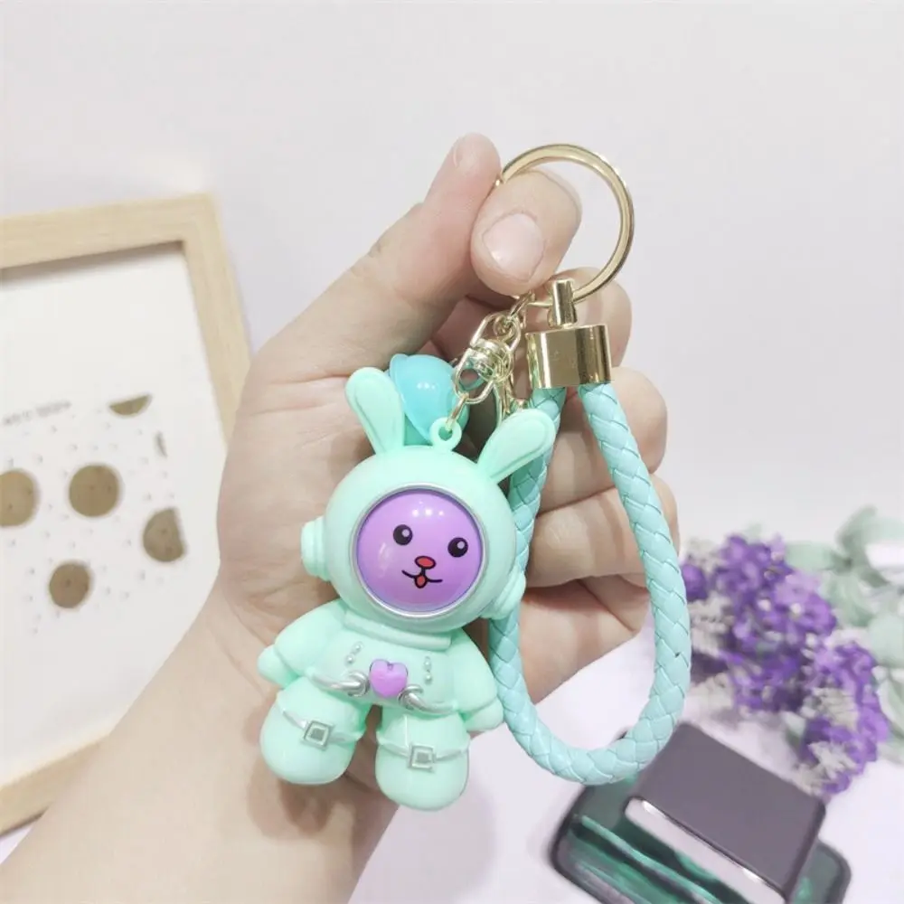 Funny Finger-guessing Game Keychain Creative Heart Face-changing Keyring Keyring Cartoon Rabbit Pendant Hanging Accessory