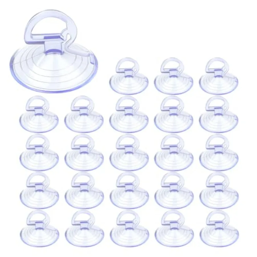 

24PCS Car Glass Windshield Sunshade Suction Cups, Mini Pull Ring Automotive Window Sucker Hook, PVC Vehicle Sun Visor Adsorptio